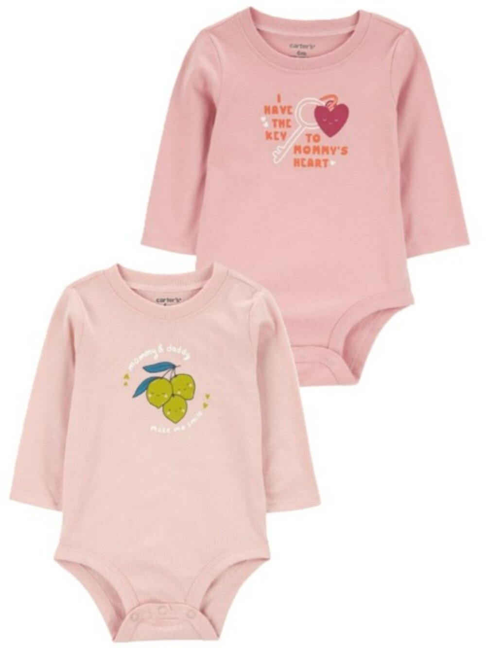 NWT. CARTER'S Girls 2-Pack Long Sleeve Bodysuits